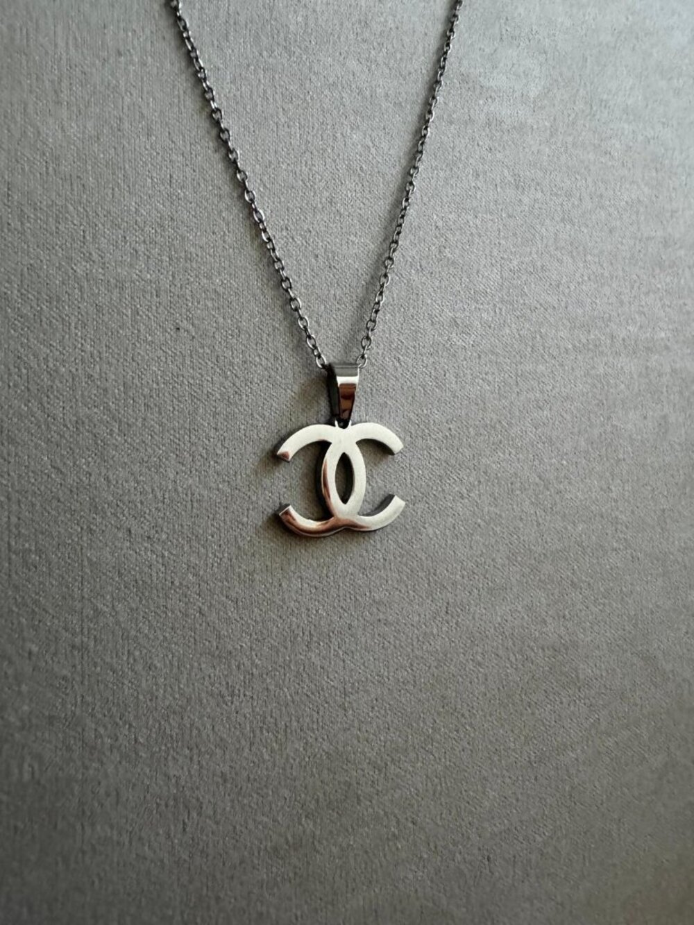 Vintage Necklace - Silver CC Necklace - Dainty Chain - Feminine - Y2K